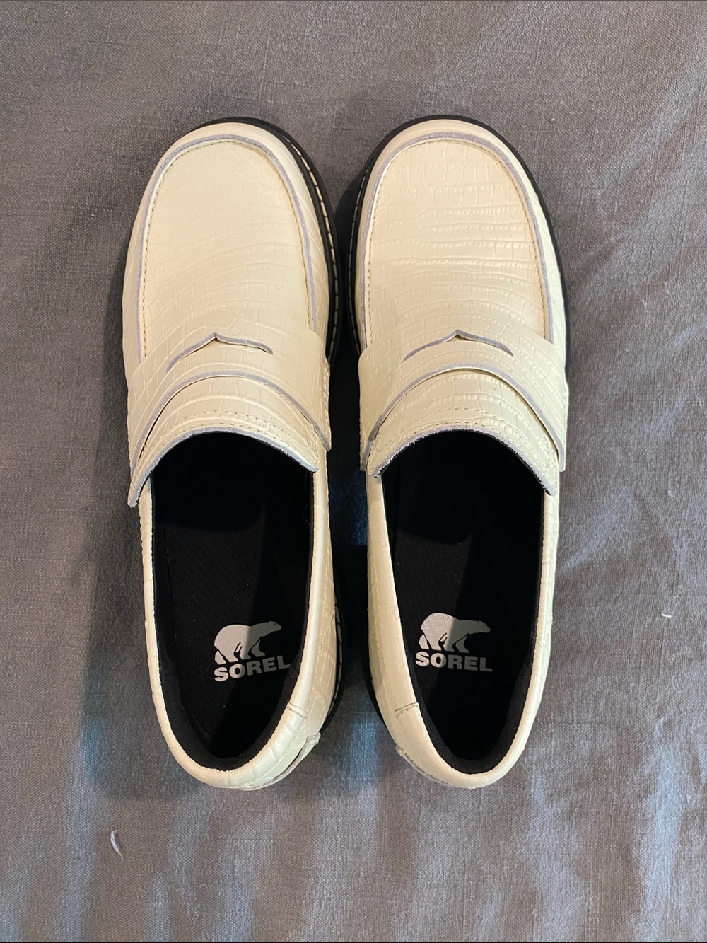 Sorel Cream Croc-Embossed Slip-On Loafers